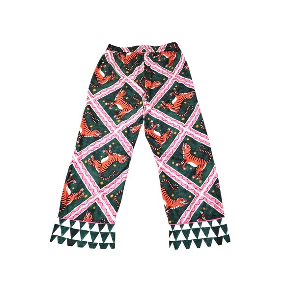 ANTHROPOLOGIE Corinne Lent Tigress Pajama Pants Sz Medium Multicolor Drawstring - Picture 5 of 8